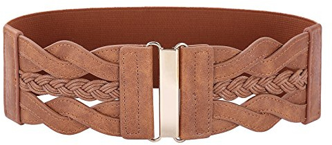 GRACE KARIN Womens 1950s Vintage Belt Stretch Retro Wide Waist Cinch Belts for Dress Brown L