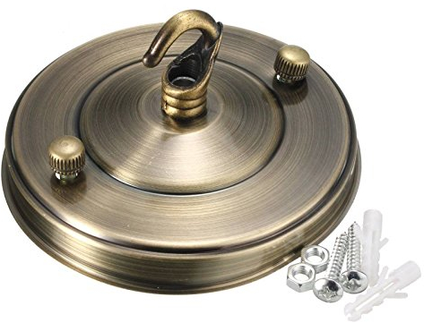 Deckenrosette mit Hakenplatte für Kronleuchter, 108 mm Durchmesser, antikes Messing, verchromt Vintage messing antik-optik