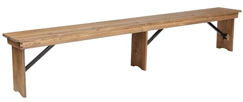 Flash Furniture Hercules 96x12 Folding Bench with Legs, Rustic