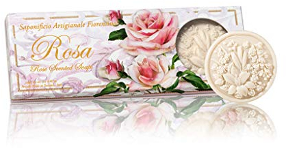Saponificio Artigianale Fiorentino Rosa sapone, Confezione regalo, Fiori - 3 saponette da 125g