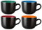 GBhome Jumbo Soup Mugs with Handles, 24 Oz Large Coffee Mugs Set of 4, Ceramic Soup bowls for Soup Cereal Snacks Salad Noodles Cups, Microwave safe - Matte Black, Colorful Inside