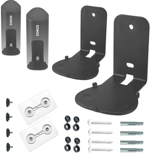 EMAQUIN Wandhalterung Paar(2 Stück) für Sonos Roam 2/Sonos Roam/Roam SL Lautsprecher(Kompatibel mit Sonos Roam 2/Roam/Roam SL,Wandhalterung-Paar,Schwarz)