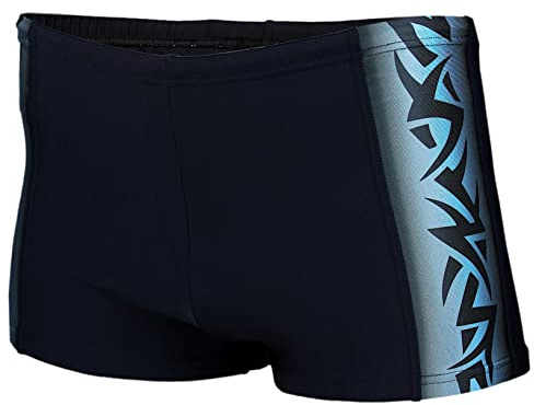 Aquarti Herren Kurze Badehose mit Streifen, Farbe: 13717C Schwarz/Blau, Größe: 3XL