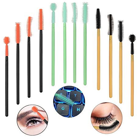 ATOMUS 60pcs Silicone Mascara Wands Disposable Eyelash Brush Applicator Eyebrow Wands Makeup Brush Kits Eyelash Extension Tools