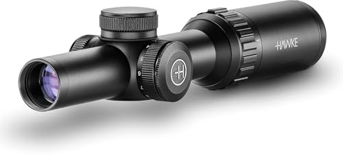 Hawke Vantage IR 1-4x20 Riflescope | Shockproof Waterproof Fogproof Hunting Scope with Turkey Dot Illuminated Reticle, 1 Mono-Tube, Low-Profile Resettable Turrets, Black (14205)