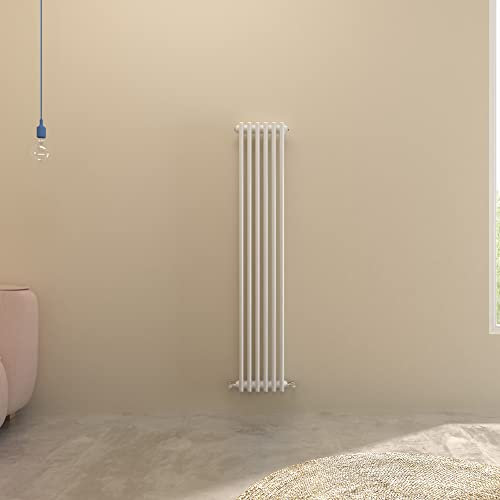 White Traditional Radiator Cast Iron Style Vertical Radiator Double Columns Heating Centre Radiator for Bathroom,Living Room and Kitchen1500x290mm