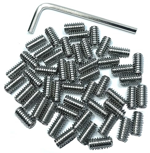 ZDingTech 50pcs Set Screws 1/4-20 x 1/2 inch 304 Stainless Steel Allen Head Hex Hexagon Socket Set Screws with 1/8 Allen Wrench,Set Grub Screws Hex Allen Head Socket Set Screw.(1/2 Length)