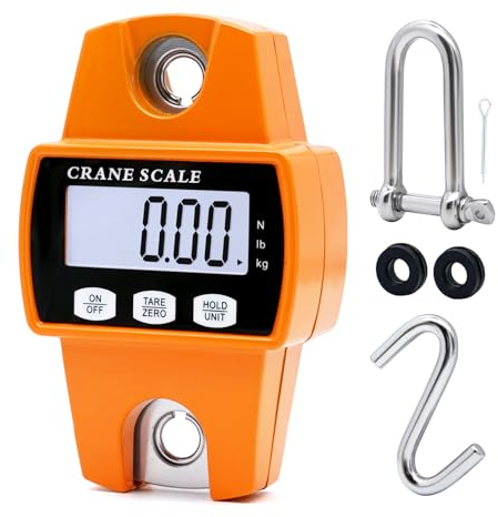 MUALROUS Bilancia Elettronica per Gru a Gancio Digitale LCD da 300 kg Dinamometro Elevata Precisione Sospesa Industriale a Sospensione per Agricoltura, Pesca E Fabbrica
