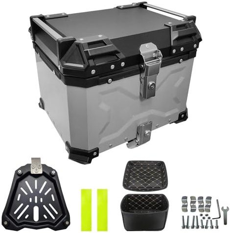 Generic Bauletti per Moto - Portamoto in Alluminio, 45 Litri, Impermeabile e Antipolvere, Compatibile con Bicicletta e Motocicletta