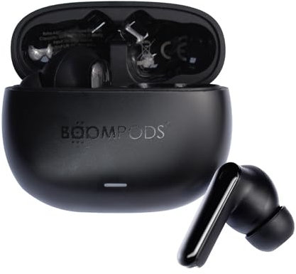 Boompods Echobuds ANC, auriculares con cancelación activa de ruido, auriculares Bluetooth inalámbricos, auriculares intrauditivos TWS con micrófono ENC, funda de carga, auriculares IPX4 a prueba de