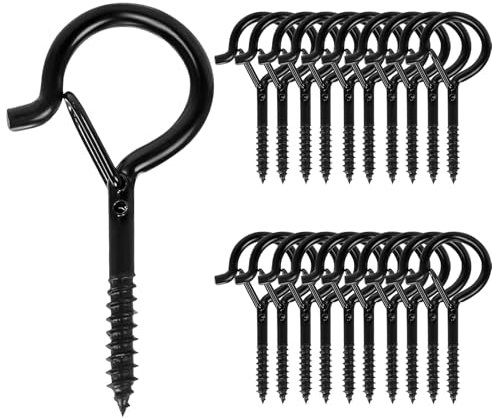 Hinapan Q-Crochet de suspension avec boucle de sécurité, 20 vis à crochet avec sécurité, crochet mural multifonction à visser, crochet de plafond pour plantes, éclairage de Noël