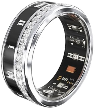 Smart ring, smart hälsoring för kvinnor män IP68 fitness tracker med sömn puls blodtryck syremonitor stegräknare smart ring för mobiltelefon, silver #13