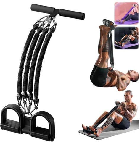 21 Fitness Resistance Bands Set – 4-Strand Pedal Ankle Puller, 100LB Max Resistance, 2025 for Ab Training, Core Strength & Full-Body Workouts (Black 100 lbs)