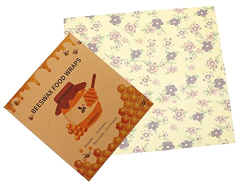 GLEAVI 3pcs Fresh-Keeping Cloth Beewax Wraps for Bowl Kitchen Reusable Food Beeswax Preservation Wraps Sustainable Washable Food Storage