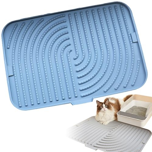 Noaxylic Tappetino Lettiera Gatto, Tappeto Lettiera Gatto Facile da Pulire, Tappetino in Silicone Antiscivolo, per Utilizzare Davanti alla Sabbietta, Delicato Sulle Zampe dei Gatti, 45 x 30 cm, Grigio
