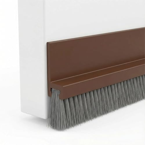 100cm Junta de Cepillo para Puerta, Cepillo de Burlete Puerta Exterior con Cepillo, Burlete Silicona Puerta Autoadhesivo, para Puerta anti-ruido/Prueba de Viento/Anti-bug de Sellado. (Brown)