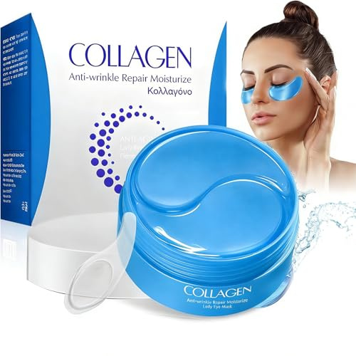 60 PIEZAS de Almohadillas para Ojos con Ácido Hialurónico y Colágeno – Máscara de Ojos Antienvejecimiento Reduce Bolsas, Arrugas y Hinchazón – Almohadillas para Ojos Refrescantes e Hidratantes para