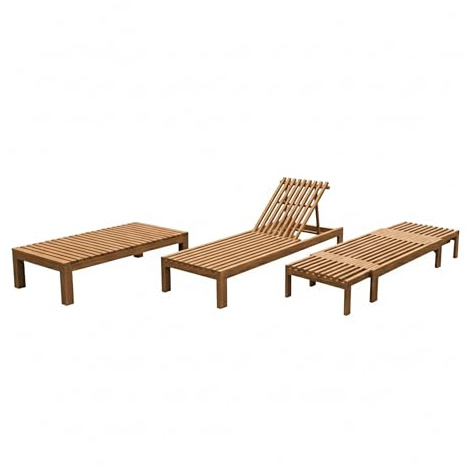 AXI Rowan 2-in-1 Garden Lounger and Bench in Teak | Sun lounger with adjustable backrest - 4 positions | Sunbed for outdoors/garden - 250 x 67 x 77 cm