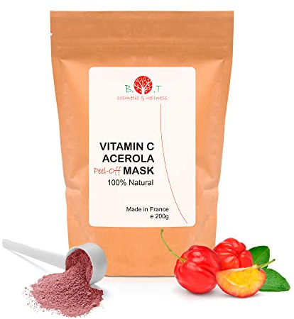 B.O.T cosmetic & wellness - Acerola & Vitamin C Peel-Off-Gesichtsmaske | 30x mehr Vitamin C als eine Orange | Kollagen und Elastin Synthese | Anti-Falten | Anti-Flecken, Pink, 200 g