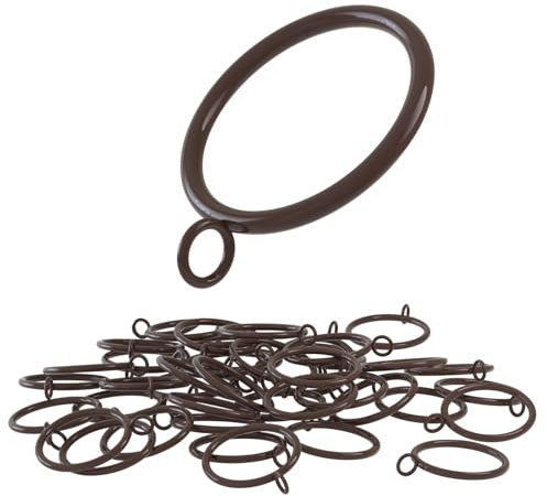 ANJUU 24 Pack Curtain Rings, 1.5 Inch Cocoa Tone Metal Curtain Drape Sliding Eyelet Rings-Hanging Rings for Curtains and Rods, Fits Up to 1 1/4-Inch Rod(Clips Not Included)