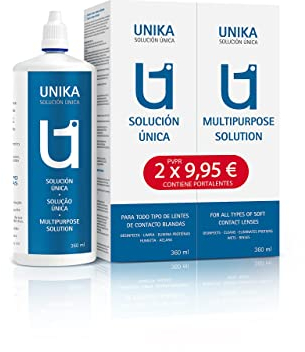 Disop - All-in-One Kontaktlinsenflüssigkeit für weiche Linsen, reinigt, desinfiziert, entfernt Proteine, 2x360 ml, inkl. Linsenhalter, geeignet für alle Weichlinsentypen, Blanc