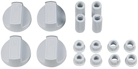 Europart Knebelset Drehknopf Knebel Set 38mmØ weiß mit Adaptern Universal für Kochfeld alle Marken 16-teilig