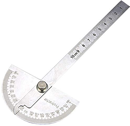 NORTOOLS Protractors 0-180 Degree Stainless Steel Angle Finder Precision Craftsman Ruler Tool for Students Machinists Carpenters DIY Lovers (Silver, onesize)