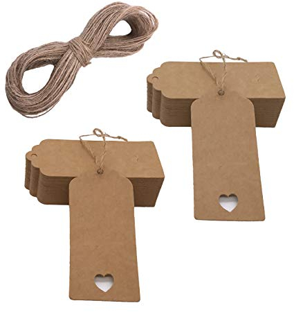 100 Stück Geschenkanhänger Weihnachtsbaumanhänger Kraftpapier Hängende Ornament Geschenkanhänger Paketanhänger Gepäckanhänger Schnur Anhänger Decal, Braun