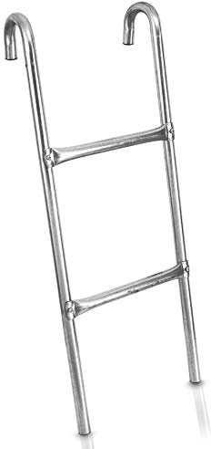 SereneLife Outdoor Trampoline Access Safety Ladder - 2 Step Weather Resistant Galvanized Steel Trampoline Climbing Ladder Outdoor Trampoline Models SLTRA10BL and SLTRA10PNK SLTRALDR, Stainless Steel