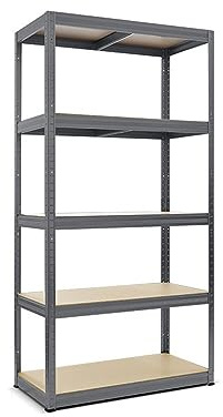 HEMMDAL Schwerlastregal Typ M - HxBxT 180 x 120 x 45 cm - Graphitgrau - 1.000 kg Tragkraft - Steckregal mit 5 Böden - 200 kg Fachlast - Made in EU - stabiles Metallregal - Lagerregal - Werkstattregal