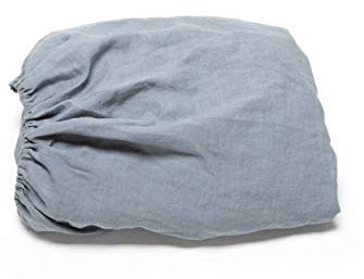 LinenMe Gewaschene Spannbettlaken 160x200cm, 100% Leinen - Bettwäsche Bettlaken mit Gummizug - Spannbetttuch, Fitted Sheet 160x200 - Schiefer BLAU