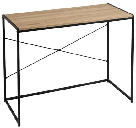 LOLAhome Escritorio de Madera Natural Claro y Metal de 100x45x75 cm