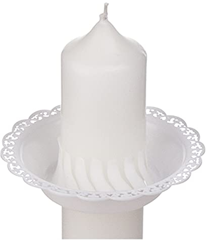 FRITZ COX Attrape-gouttes pour bougies | Blanc | pour bougies de 4 cm de diamètre | par exemple pour bougies de communion, bougies de baptême, bougies de mariage (plastique)