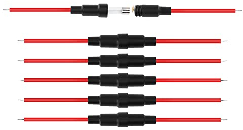 PNGKNYOCN 5x20 mm Sicherungshalter Inline-Schraube mit 22 AWG Draht für flinke Glassicherungen （6-Pack）
