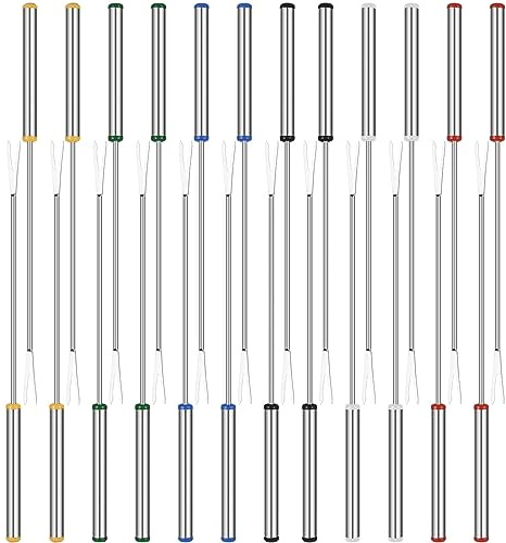 24pcs Fondue Forks, BetterJonny 9.4In Stainless Steel Fondue Sticks Color Coded Cheese Forks with Heat Resistant Handle for Hot Pot Barbecue 6 Colors