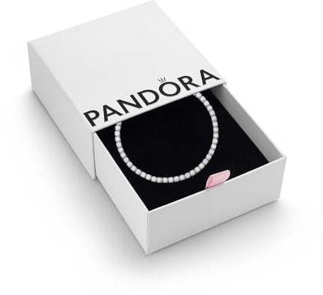 PANDORA Timeless Women's Sterling Silver Sparkling Tennis Bracelet, Size 16, With Gift Box