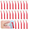 Prasacco 25 Stück Interdentalbürsten, 1,2 mm L-Förmige Zahnzwischenraumbürsten Plastik Tragbarer Interdentalbürsten mit rutschfestem Griff für Zahnreinigung und Mundpflege (Rot)