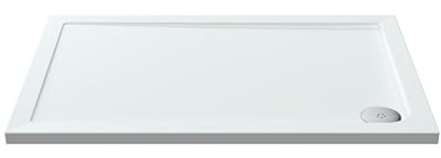 Balterley 1200 x 800 mm Rectangular Shower Tray, Slimline Shower Trays, Durable Stone Resin Base Trays for Bathroom Enclosure Cubicle, Central Waste Rectangular Tray for Wetroom Showers (White)