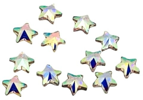 Pack of 20 Crystal Shapes Body Gems, EIMASS® 8830 Tiny Cut Glass Crystals, 3D Flat Back Shapes nail art (Crystal AB Star, 5mm)