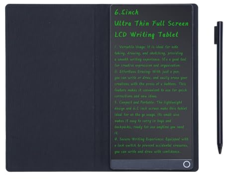 Tablette D'écriture Réutilisable pour Adultes, 6,5 cahier Numérique Plein écran avec Effacement instantané, écran LCD, pour Prendre des Notes, Dessin