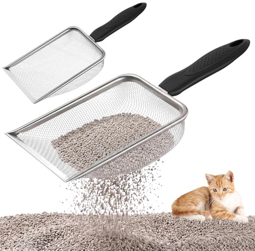 But the cow 2 Pz Paletta Lettiera Gatto, Palette per Sabbia, Paletta per Lettiera Gatto in Metallo a Maglia fine da 2x2 mm per Gatti Lettieras Agglomerante, criceti, Uccelli,rettili