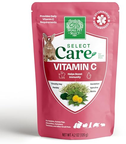 Small Pet Select - Select Care Vitamin C Support Supplement, Natural High Fiber Timothy Hay Based Treats for Rabbits, Guinea Pigs, Hamsters, Other Small Animals, 4.2 oz