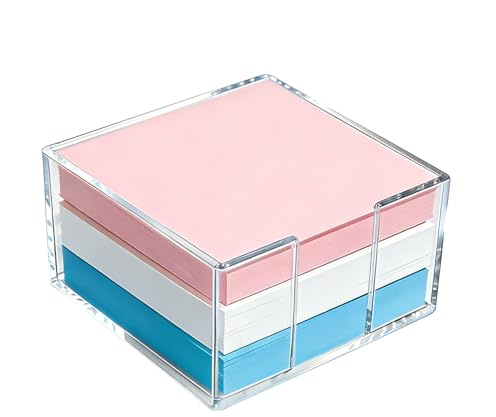 Acrylic Sticky Note Holder, 3x3 Inch Crystal Clear Sticky Note Dispenser for Desk, Office, Home, Dorm Room – Aesthetic Desk Accessory for Computer Screen, Classroom and School Supplies