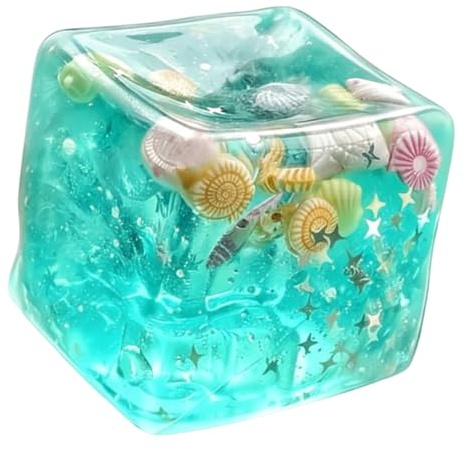 Palline antistress in gel Cubo Palla antistress Ocean Sensory Fidget Toys Cubo trasparente blu da 4, 5 cm con glitter Giocattolo di soccorso portatile per viaggi scolastici in ufficio