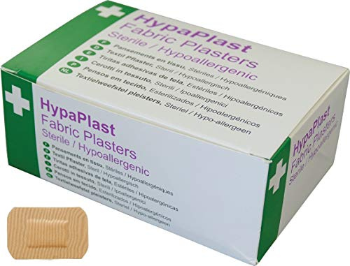 Safety First Aid HypaPlast Pack of 100 Fabric Plasters, 7.2cm x 5cm | Sterile and Hypoallergenic