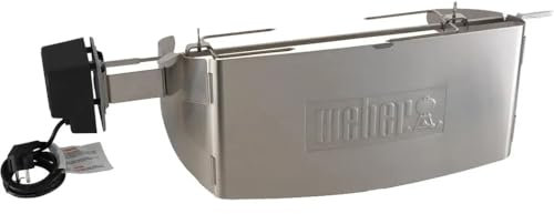 Weber rotisserie (length 66cm) for all Q100/120/1000/1200 models, with electric motor & two forks to secure the food, optimum for chicken or roasts - silver (17584)