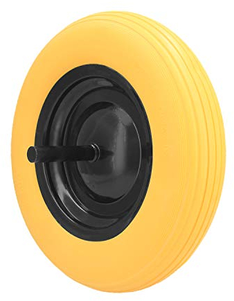 Ferrestock Roue pleine increvable pour brouette de chantier et jardinage professionnelle ou domestique, Jaune