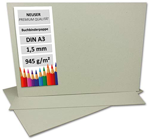 20x Cartón de encuadernación - Format: A3 - grosor: 1,5 mm (0,15 cm) - Gramaje: 945 g/m² - Dimensiones: 29,7 x 42 cm - color: Gris-marrón - Cartón para manualidades, maquetismo, encuadernación