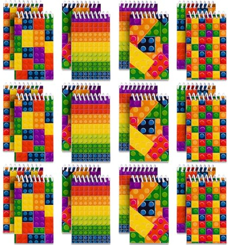 Bedwina Mini quaderni Building Block (32 pz), blocchi note a spirale stile mattoni, tascabili per bambini, ideali per bomboniere di compleanno, sacchetti regalo e premi in classe