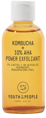 Youth To The People Kombucha + 11% AHA Exfoliation Power Toner - Vegan Glycolic Acid + Lactic Acid Facial Toner - Minimize Appearance of Pores for Smooth Texture - Kombucha Skincare Clean Beauty (4oz)